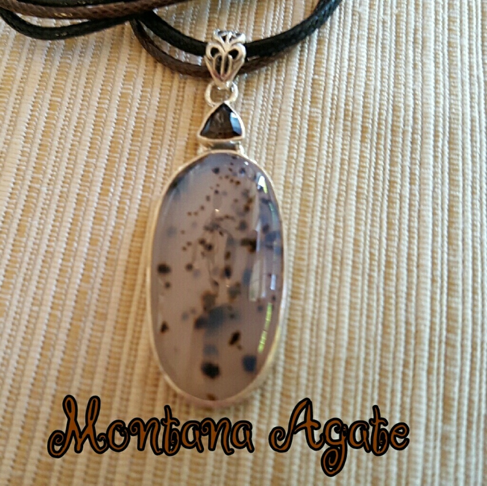 Agate Stone Necklace Sterling Silver